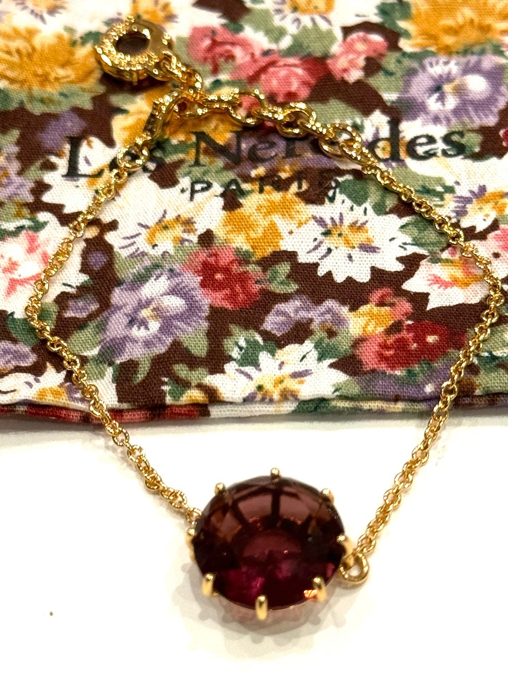 Les Néréides Paris Burgundy Wine Faceted Stone Bracelet